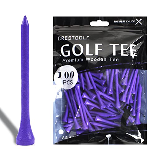 Wooden Golf Tees - 2-3/4 Inch, Pack of 100 - Purple
