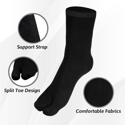 Unisex Cotton Tabi Socks - 4 Pairs Split Toe Flip Flop Socks