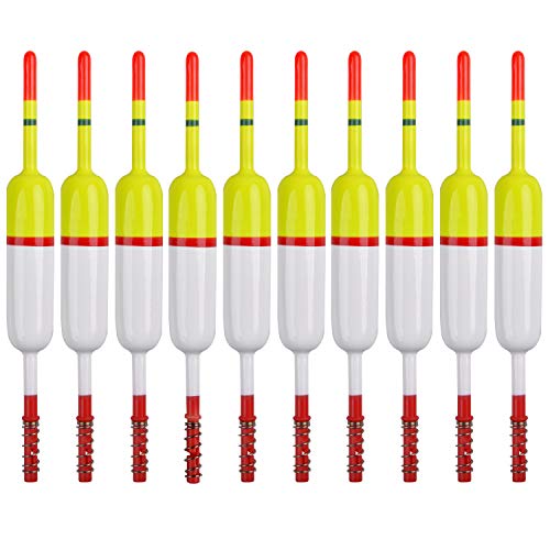 OREOTL 10 Pack 2.36in Balsa Wood Fishing Floats & Bobbers, Slip & Spring Styles for Crappie, Panfish, Walleye, Catfish