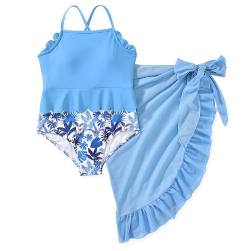Girls One Piece Swimsuit - Light Blue, Ages 11-12