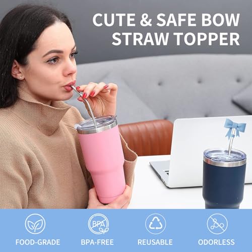 Bow Straw Topper for 10mm Straws - Leak-Proof Silicone Cover - 1Pcs-A