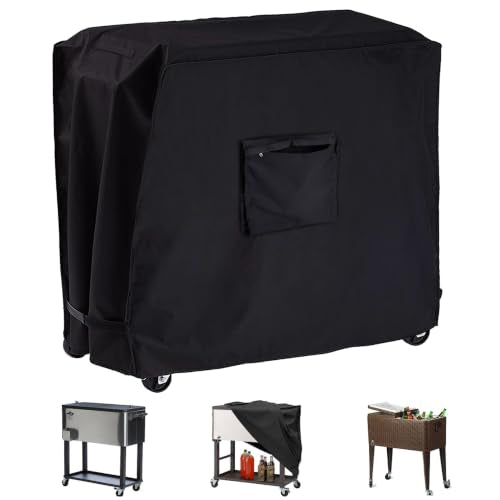 Black Cooler Cart Cover for 80-100 Qt Rolling Ice Chest - 36"L x 19.5"W x 31.5"H, Weatherproof & Waterproof
