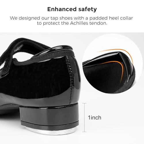 Tap Shoes for Girls & Boys - Easy-Clean, Rounded Toe, Padded Heel