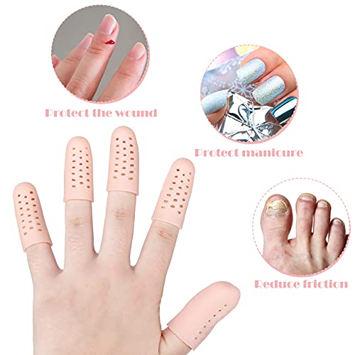 20 Pcs Silicone Finger Cots - Breathable Gel Caps for Eczema - Nude Color