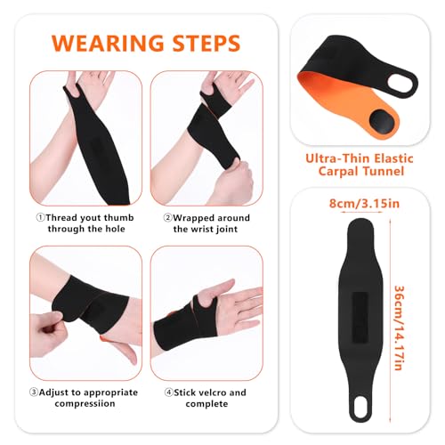 Adjustable Elastic Wrist Brace Support - Breathable Compression Wrap (2 Pack)