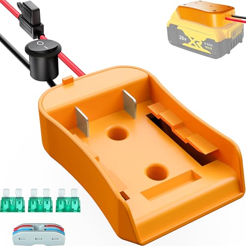 1-Pack for Dewalt 20V Battery Adapter for Power Wheels Battery Upgrade Conversion Kit with Switch, Fuses, Wire Connectors, 12AWG Wire, Power Tool Drill Battery Converter Adapter for DIY RC Car Toy Etc