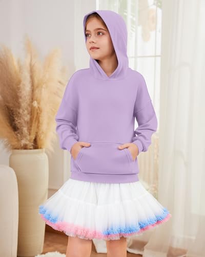 Girls Hoodies Kids Cute Light Purple Hooded Sweatshirt 11-12 Years