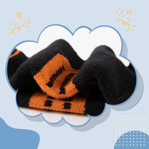 Comfoex Boys Athletic Ankle Socks 6 Pairs Cushioned Sports Socks for Kids 7-10 Years Old - Black