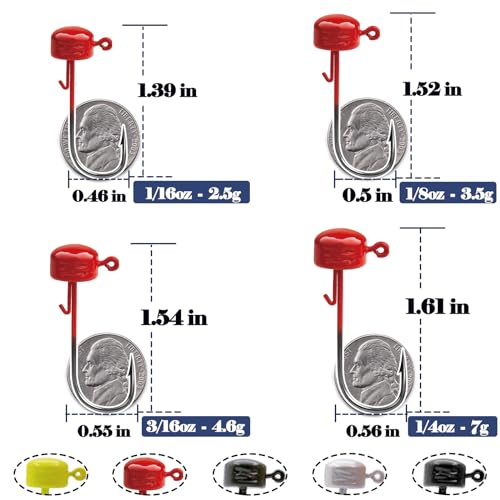 Ned Rig Jig Heads - 10pcs Mushroom Heads 1/16oz for Bass Fishing