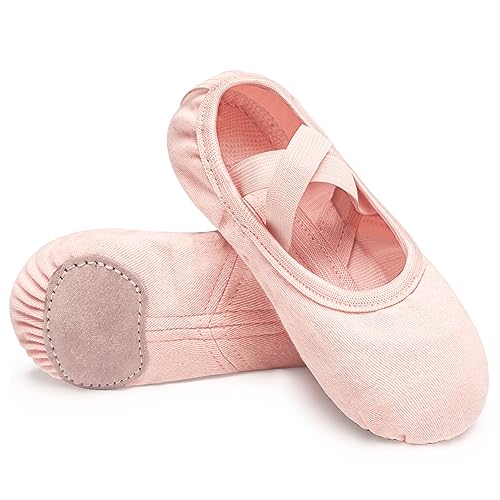 Ballet Shoes for Toddlers - Highly Elastic Canvas Slippers - 11 Little Kid / Ballet Pink