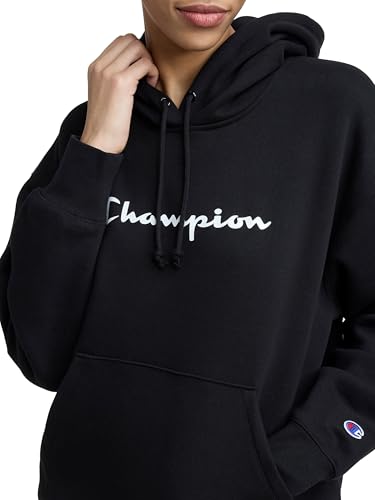 Champion Women's Pullover Fleece Hoodie Small Original Black Midweight Loose Fit