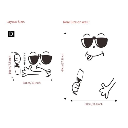 Generic 2pcs Kitchen Fridge Stickers A Funny Face Looks Like You are Enjoying Your Meal Wall Car Door Stickers Decor Decals Art Mural Paste, Green, JS2024-002