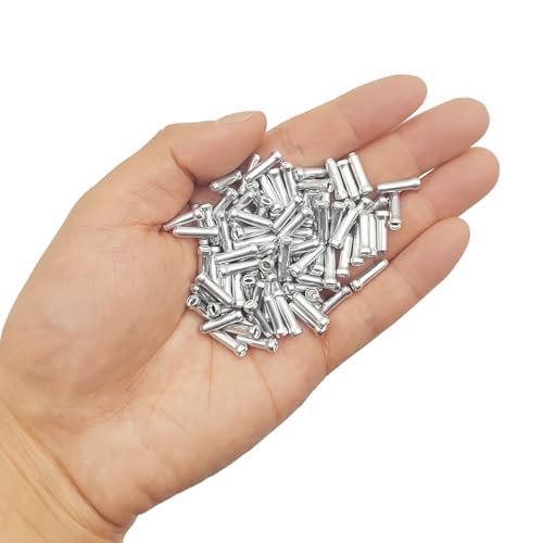 100 Pcs Bicycle Cable End Caps - Aluminum Alloy Wire Crimps - Silver