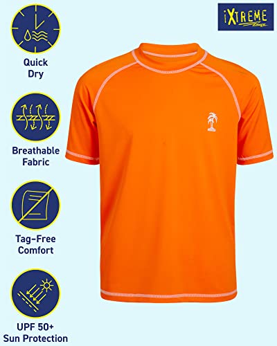 UPF 50+ Short Sleeve Rash Guard Shirt for Infant Toddler Boys - Orange