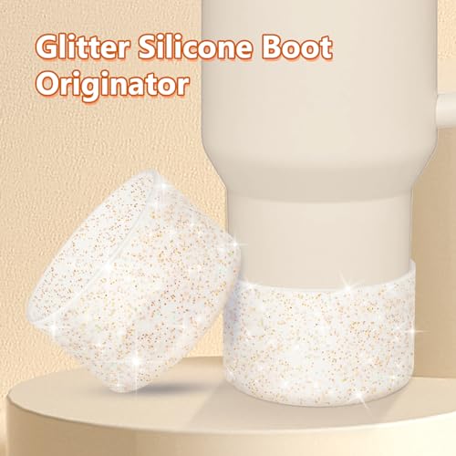 Glittering Silicone Boot for Stanley Quencher 40oz - Transparent Gold
