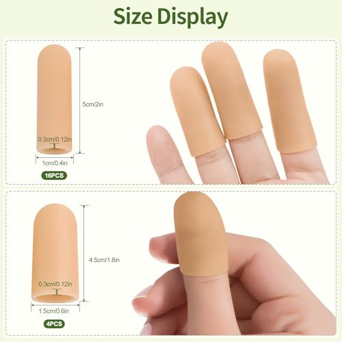Silicone Finger Protectors - 4 Medium & 16 Small Gel Cots