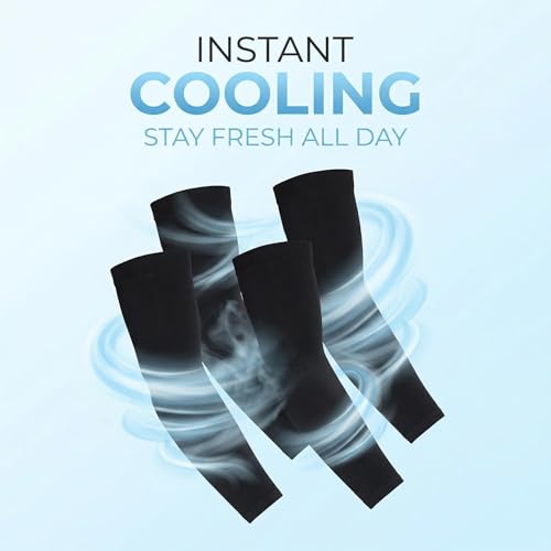Cooling UV Protection Arm Sleeves - 2 Pairs Tattoo Cover Up - Black