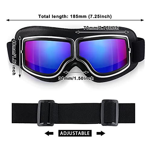 Frienda 2 Pack Motorcycle Goggles Vintage Pilot Style Cruiser ATV Dustproof Windproof Yellow & Blue