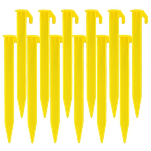12-Pack Plastic Tent Stakes, 5.7-Inch Lightweight Canopy Pegs - Yellow