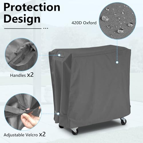 AKEfit Waterproof Outdoor Cooler Cart Cover 34"L x 19"W x 31"H Grey - Fits 65-80 Quart Ice Chest & Rolling Beverage Carts