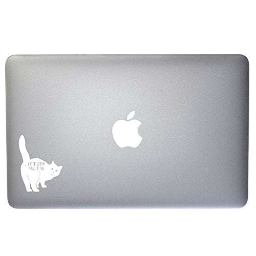 Get Off My Tail Cat Butt Vinyl Decal - 6 Inch White