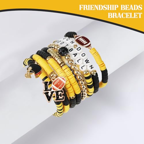 Football Bracelets for Fans - Hypoallergenic Clay Beaded Stackable Bangles