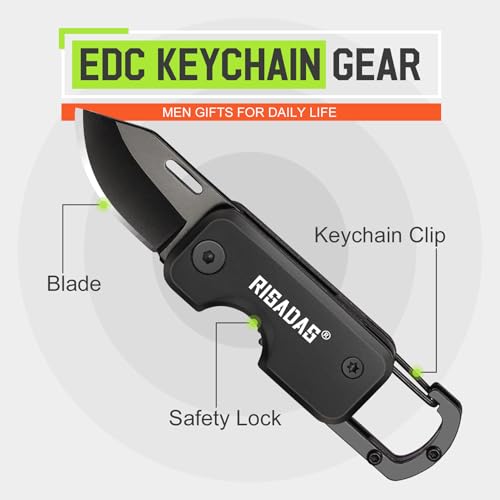 Folding Keychain Pocket Knife - Engraved Square Keyring Knife