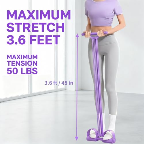 Adjustable Pedal Resistance Band with Handles - Purple