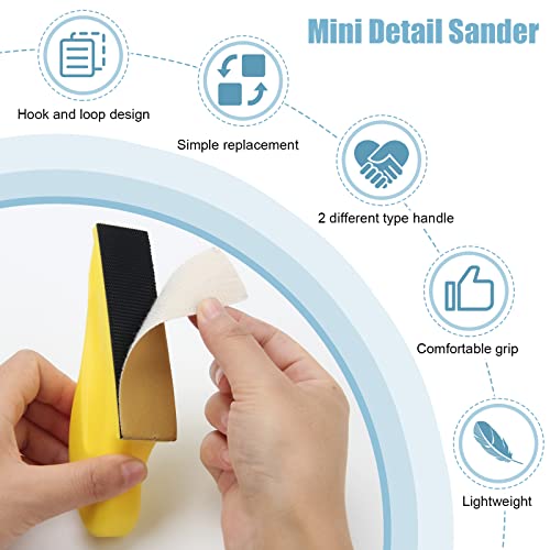 Windspeed 2+70 Pcs Mini Detail Sander, Finger Sanders for Wood Micro Sander for Detail Work Finger Sander for Crafts Small Projects, Include 40 60 80 120 150 220 400 Grit Sandpaper