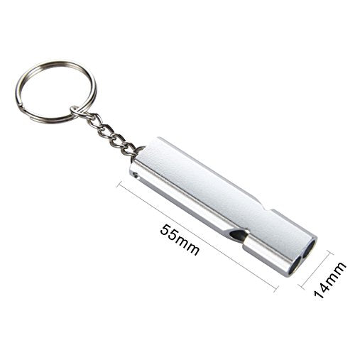 Emergency Survival Whistle with Lanyard - 2 Pack Silver