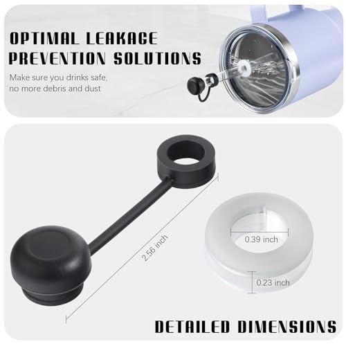 Spill Proof Stoppers for Yeti Straw Cup Lids - 2 Pack Black & Clear