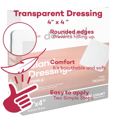 Dealmed 4x4 Inch Sterile Gauze Island Dressings - Pack of 150, Adhesive Border Wound Care