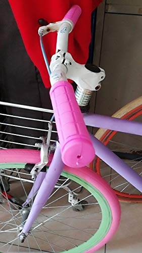 Non-Slip Rubber Bike Handlebar Grips - Pink, Soft & Durable