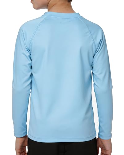 Boys' Long Sleeve Rash Guard Swim Shirt - UPF 50+, 6-8 Years Light Blue