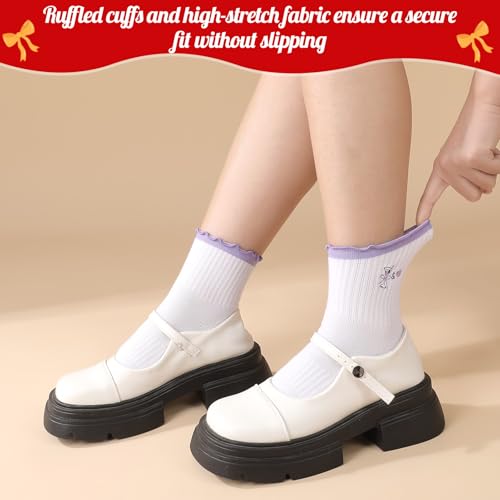 Non-Slip Yoga Socks for Women - Embroidery Pilates Grip Socks - 5 Pairs