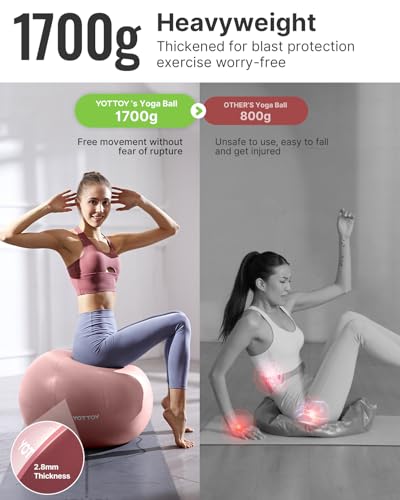 Anti-Burst Exercise Ball for Yoga, Fitness & Pregnancy - 2000lbs Capacity