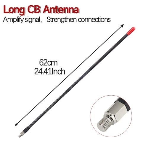 Heavy Duty 2' Fiberglass CB Radio Antenna - Black 27MHz Vehicle Truck Car Kit - 1000W 2 Foot Variation