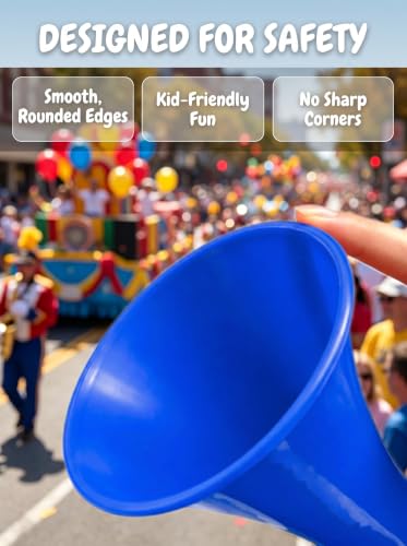 Loud Extendable Vuvuzela Horn - 24 Inch Blue Noise Maker - 4 Pack