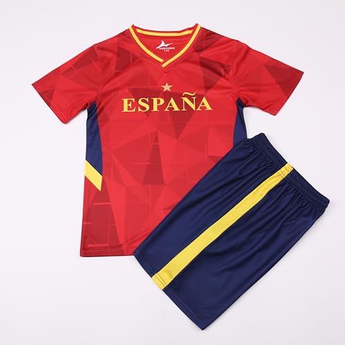 HANLIDA Kids Soccer Jersey Fan Version Short Sleeve Game & Training Shirt 8 Years Espana
