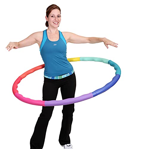 Weighted Hula Hoop - 4 lb Medium Fitness Workout Hoop (Rainbow Colors)
