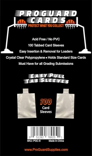 Tabbed Card Sleeves with Easy Pull Tab - 100 Pack for Top Loaders & Semi Rigid Holders