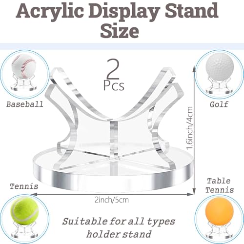 Acrylic Baseball Display Holder Case - 2 Pack for Sports Balls
