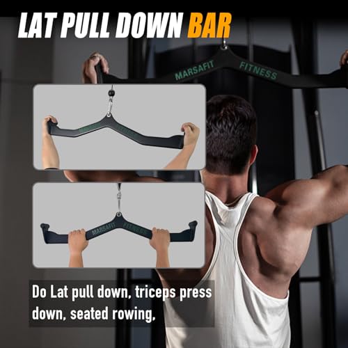 Lat Pulldown Bar Attachment for Cable Machines - Ergonomic Rubber Handles