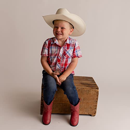 Baby Deer Toddler Faux-Leather Western Boots - Red, Size 10, Cowboy Stitching