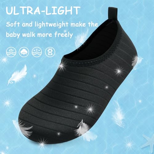 Kids Water Shoes Quick-Dry Aqua Socks - 3-4 Big Kid / Black