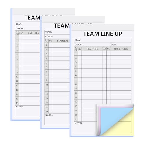 Baseball Lineup Cards - 90 Sets (3 Pads), 16 Player Roster Sheets