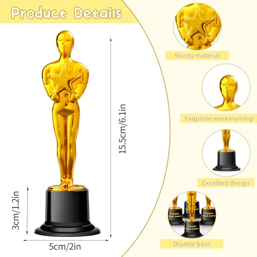 Mini Plastic Trophy Award - 6 Small Trophies for Parties