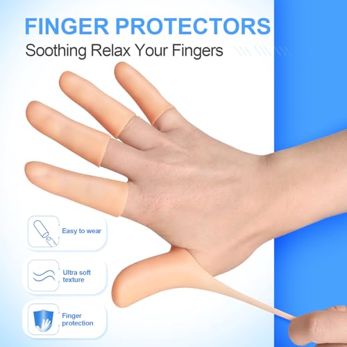 20 Pcs Silicone Gel Finger Protectors - Multi-Size Fingertip Covers
