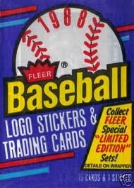 1988 Vintage Baseball Trading Card Wax Pack with Logo Stickers