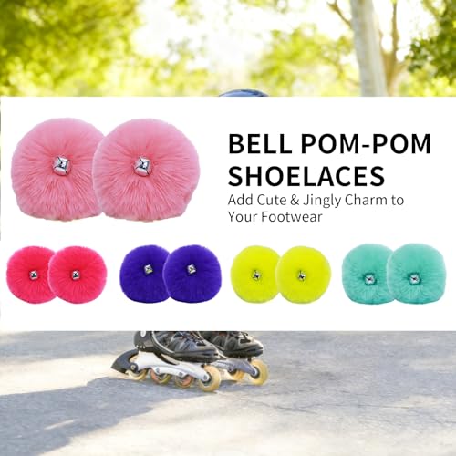 Roller Skate Pom Poms with Bells - Mint Green, 2 Pieces